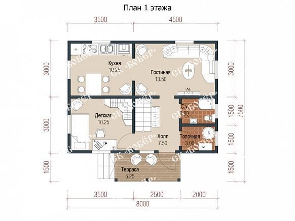 Дом из бруса 7.5х8. фото