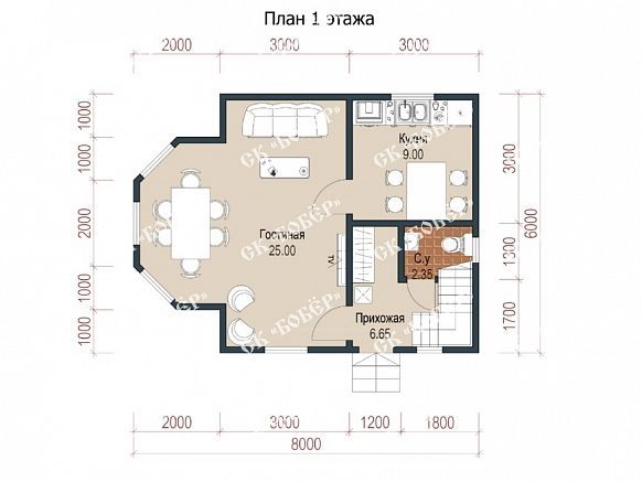 Дом из бруса 6х8. фото